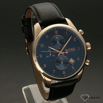 Zegarek męski Hugo Boss Skymaster 1513783 to najmodniejszy zegarek na czarnym, wytrzymałym pasku z kopertą o barwie różowego złota (2).jpg