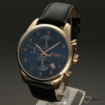 Zegarek męski Hugo Boss Skymaster 1513783 to najmodniejszy zegarek na czarnym, wytrzymałym pasku z kopertą o barwie różowego złota (3).jpg