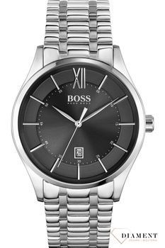 Zegarek męski Hugo Boss 1513797 Distinction to zegarek do garnituru na stalowej, srebrnej bransolecie z japońskim mechanizmem. Zegarek elegancki z czarną tarczą i prostymi indeksami. Propozycja dedykowana miłośnikom k.jpg