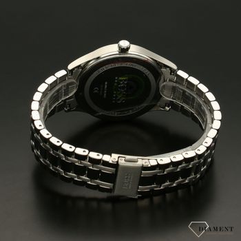 Zegarek męski Hugo Boss 1513797 Distinction to zegarek do garnituru na stalowej, srebrnej bransolecie z japońskim mechanizmem. Zegarek elegancki z czarną tarczą i prostymi indeksami..jpg