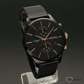 Zegarek męski Hugo Boss 1513811 na czarnej bransolecie z dodatkami różowego złota (1).jpg