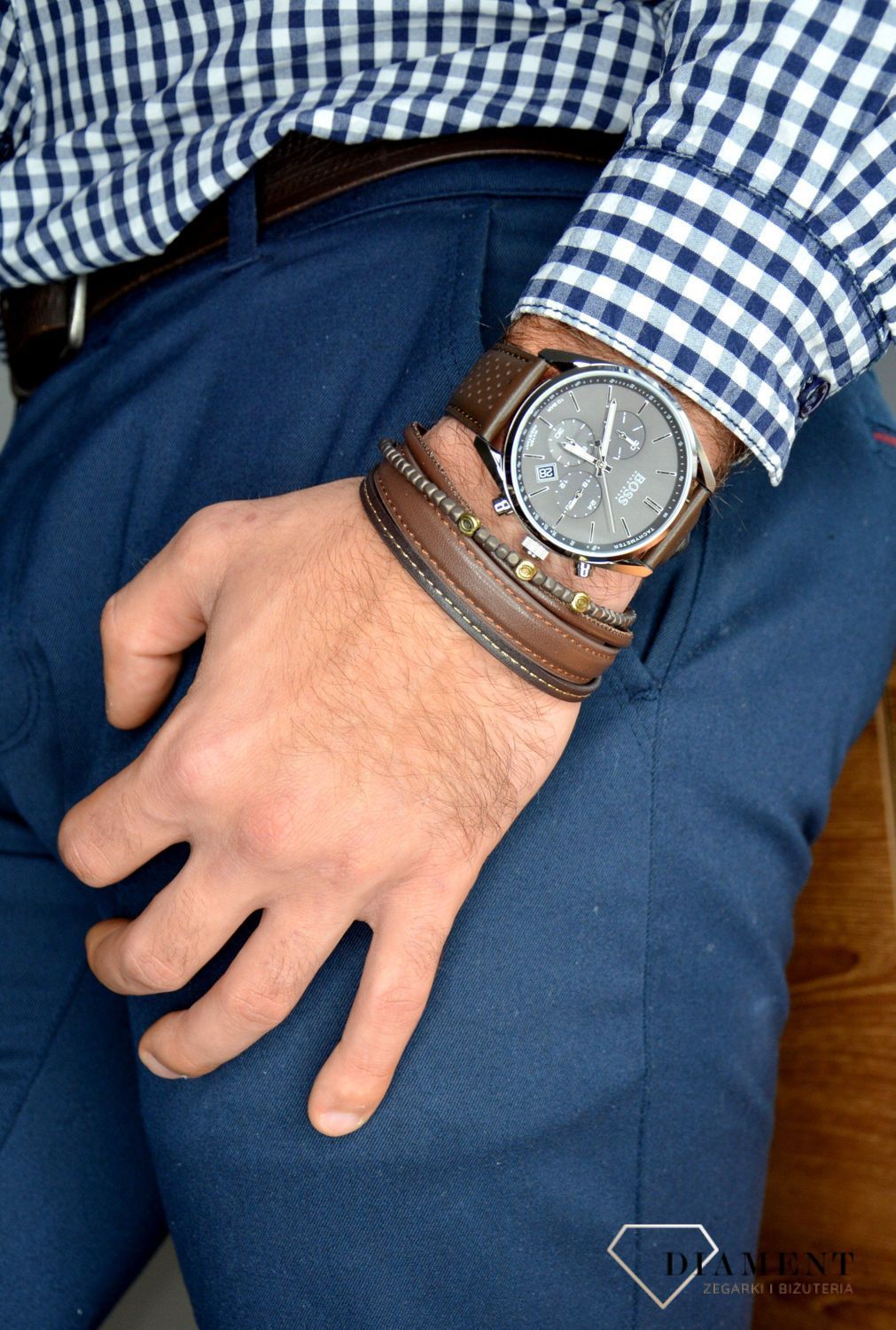 Zegarek męski Hugo Boss Champion 'Czekoladowy BOSS' 1513815 to zegarek do pracy na skórzanym, wytrzymałym pasku, najmodniejszy zegarek na zawsze..jpg