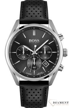 Zegarek męski Hugo Boss 1513816 Champion to najmodniejszy zegarek na czarnym, wytrzymałym pasku z kopertą ze stali. Zegarek dla prawdziwego faceta z czarną tarczą i prostymi indeksami oraz logiem Hugo Boss. Wymarzony.jpg