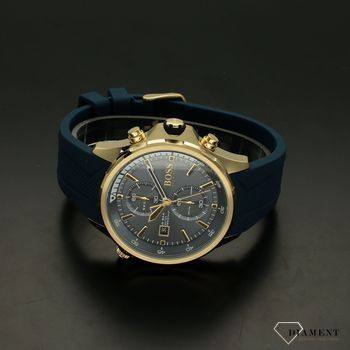 Zegarek męski złoty na pasku silikonowym w kolorze niebieskim Hugo Boss Globertotter 1513822 (3).jpg