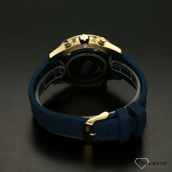 Zegarek męski złoty na pasku silikonowym w kolorze niebieskim Hugo Boss Globertotter 1513822 (4).jpg