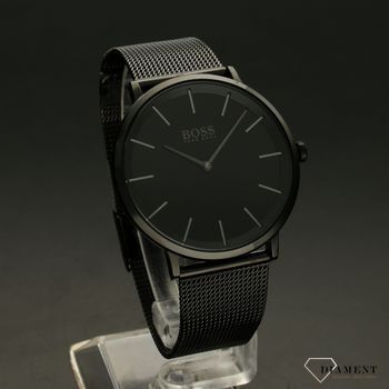 Zegarek męski Hugo Boss 1513826 'Czarny BOSS' to zegarek do garnituru na stalowej, czarnej bransolecie typu mesh z japońskim mechanizmem. Zegarek elegancki o modnym look'u (1).jpg