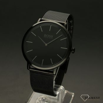Zegarek męski Hugo Boss 1513826 'Czarny BOSS' to zegarek do garnituru na stalowej, czarnej bransolecie typu mesh z japońskim mechanizmem. Zegarek elegancki o modnym look'u (2).jpg