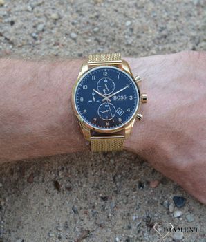 Złoty zegarek męski Hugo Boss SKYMASTER 1513838. Zegarek męski Hugo Boss. Złoty zegarek męski na bransolecie (1).JPG