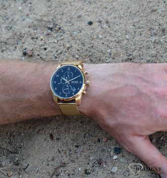 Złoty zegarek męski Hugo Boss SKYMASTER 1513838. Zegarek męski Hugo Boss. Złoty zegarek męski na bransolecie (4).JPG