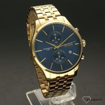 Zegarek męski na bransolecie w kolorze złotym z niebieską tarczą Hugo Boss 1513841 z kolekcji Associate (1).jpg