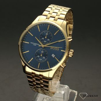 Zegarek męski na bransolecie w kolorze złotym z niebieską tarczą Hugo Boss 1513841 z kolekcji Associate (2).jpg