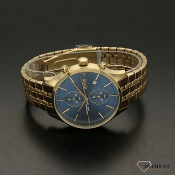 Zegarek męski na bransolecie w kolorze złotym z niebieską tarczą Hugo Boss 1513841 z kolekcji Associate (3).jpg