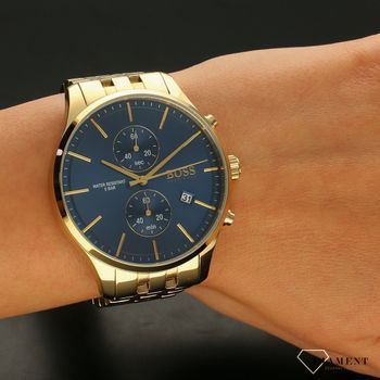 Zegarek męski na bransolecie w kolorze złotym z niebieską tarczą Hugo Boss 1513841 z kolekcji Associate (5).jpg