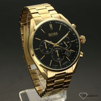 Zegarek męski Hugo Boss Champion 'Złoty BOSS' 1513848 to zegarek na stalowej, pozłacanej bransolecie z japońskim mechanizmem. Zegarek złoty z czarną tarczą i prostymi indeksami. Propozycja dedykowana miłośnikom klasycznego wzor.jpg