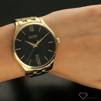 Zegarek męski na bransolecie złotej marki Hugo Boss 1513908 z czarną tarczą ⌚ (5).jpg