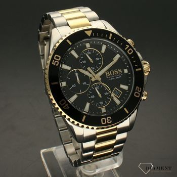 Zegarek męski na bransolecie złoto-srebrnej marki Hugo Boss 1513908 z czarną tarczą i chronografem ⌚  (1).jpg