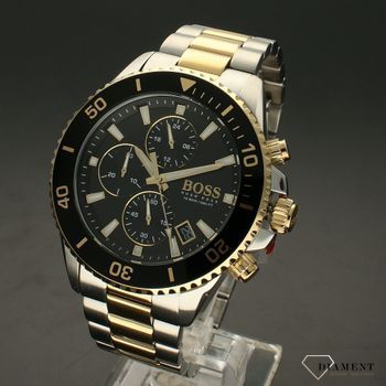 Zegarek męski na bransolecie złoto-srebrnej marki Hugo Boss 1513908 z czarną tarczą i chronografem ⌚  (2).jpg