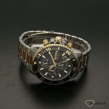 Zegarek męski na bransolecie złoto-srebrnej marki Hugo Boss 1513908 z czarną tarczą i chronografem ⌚  (3).jpg