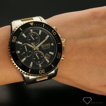 Zegarek męski na bransolecie złoto-srebrnej marki Hugo Boss 1513908 z czarną tarczą i chronografem ⌚  (5).jpg