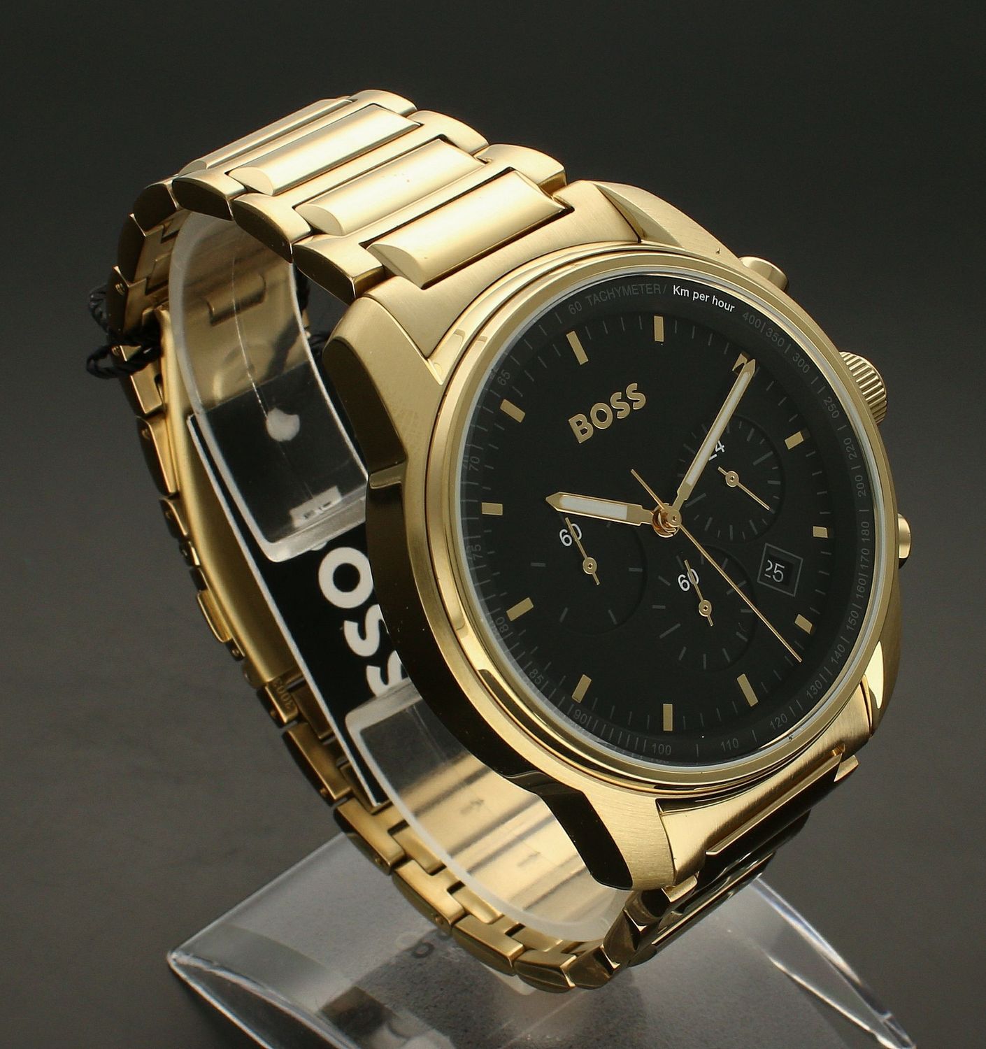 Zegarek męski Hugo Boss 1514006. Prezentowany model posiada funkcję chronografu (stopera), będzie zatem doskonały w trakcie ćwiczeń. Długość jednego pomiaru wynosi aż 60 minut, a jego dokładność to 110 sek.jpg