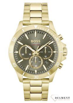 Zegarek męski złoty Hugo Boss złoty Troper 1514059. Zegarek na złotej bransolecie. Zegarek męski na bransolecie. Zegarek męski Hugo Boss z chronografem. Zegarek męski Hugo Boss idealny na prezent dla mężczyzny..jpg