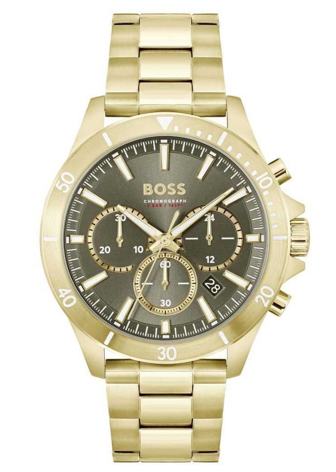 Zegarek męski złoty Hugo Boss złoty Troper 1514059. Zegarek na złotej bransolecie. Zegarek męski na bransolecie. Zegarek męski Hugo Boss z chronografem. Zegarek męski Hugo Boss idealny na prezent dla mężczyzny..jpg