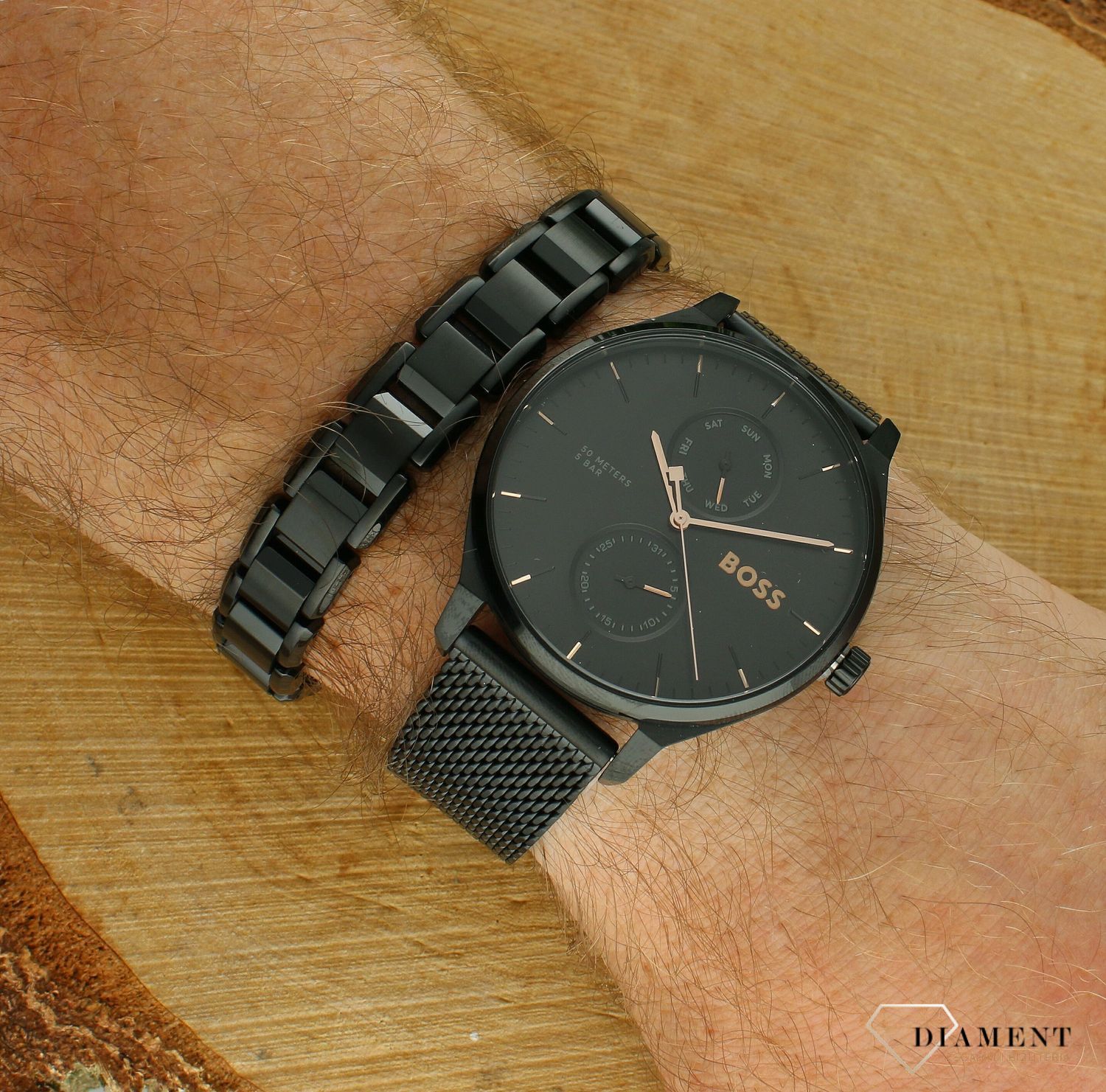 Zegarek męski HUGO BOSS TYLER 1514105. Męski zegarek Hugo Boss. Zegarek męski czarny Hugo Boss. Czarny zegarek męski na bransolecie. Zegarek męski na bransolecie na prezent..jpg