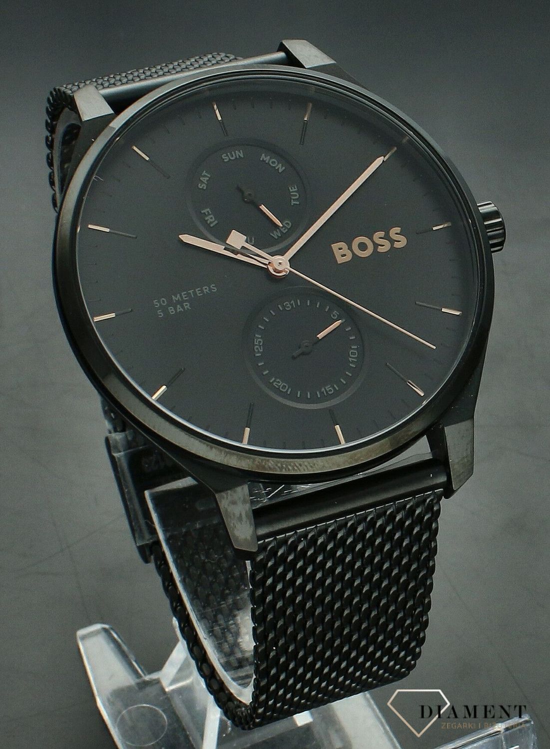 Zegarek męski HUGO BOSS TYLER 1514105. Męski zegarek Hugo Boss. Zegarek męski czarny Hugo Boss. Czarny zegarek męski na bransolecie. Zegarek męski na bransolecie na prezent..jpg