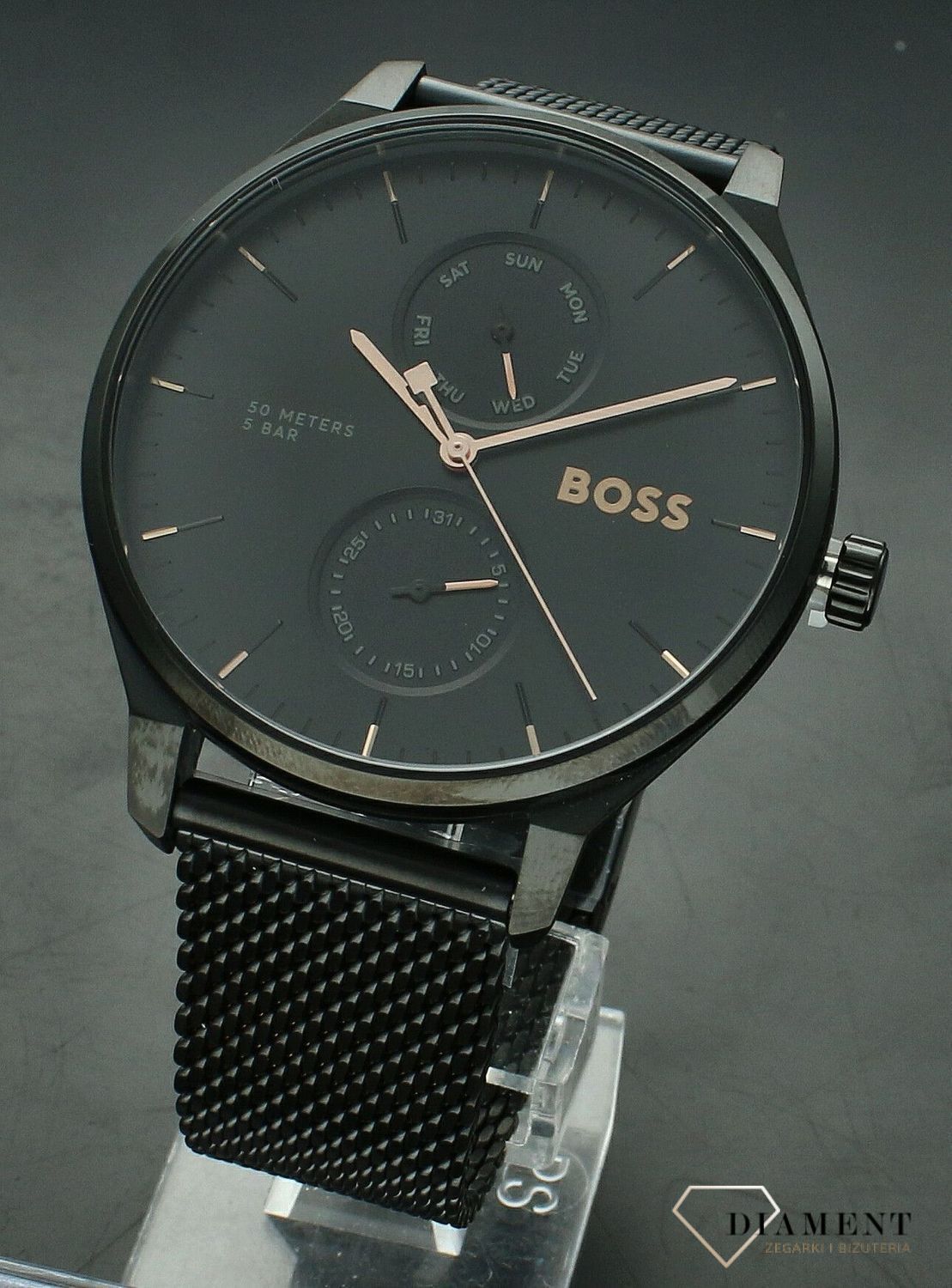 Zegarek męski HUGO BOSS TYLER 1514105. Męski zegarek Hugo Boss. Zegarek męski czarny Hugo Boss. Czarny zegarek męski na bransolecie. Zegarek męski na bransolecie na prezent..jpg