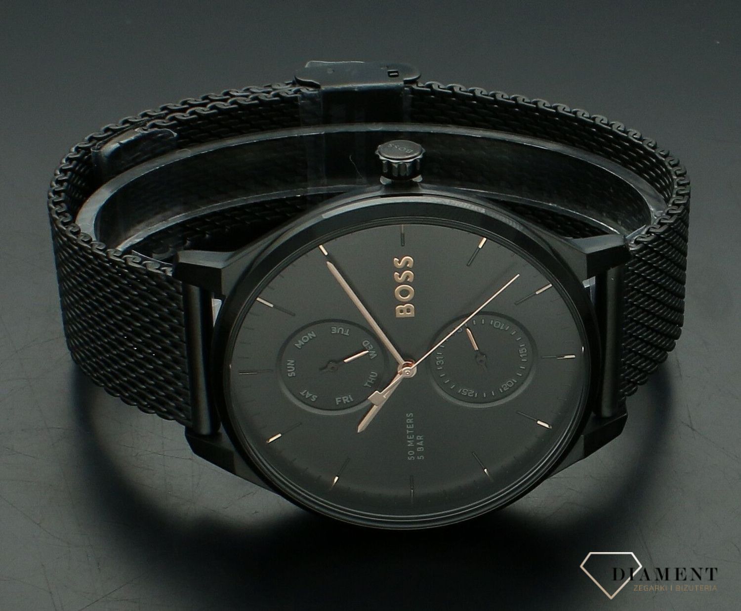 Zegarek męski HUGO BOSS TYLER 1514105. Męski zegarek Hugo Boss. Zegarek męski czarny Hugo Boss. Czarny zegarek męski na bransolecie. Zegarek męski na bransolecie na prezent..jpg