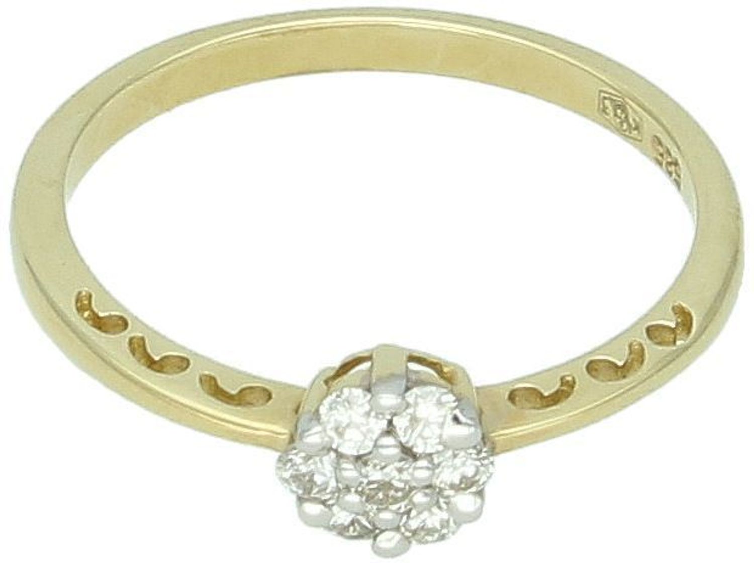 Pierścionek złoty DIAMENT żółte złoto, siedem diamentów, kwiatek 15202TPI 585.jpg