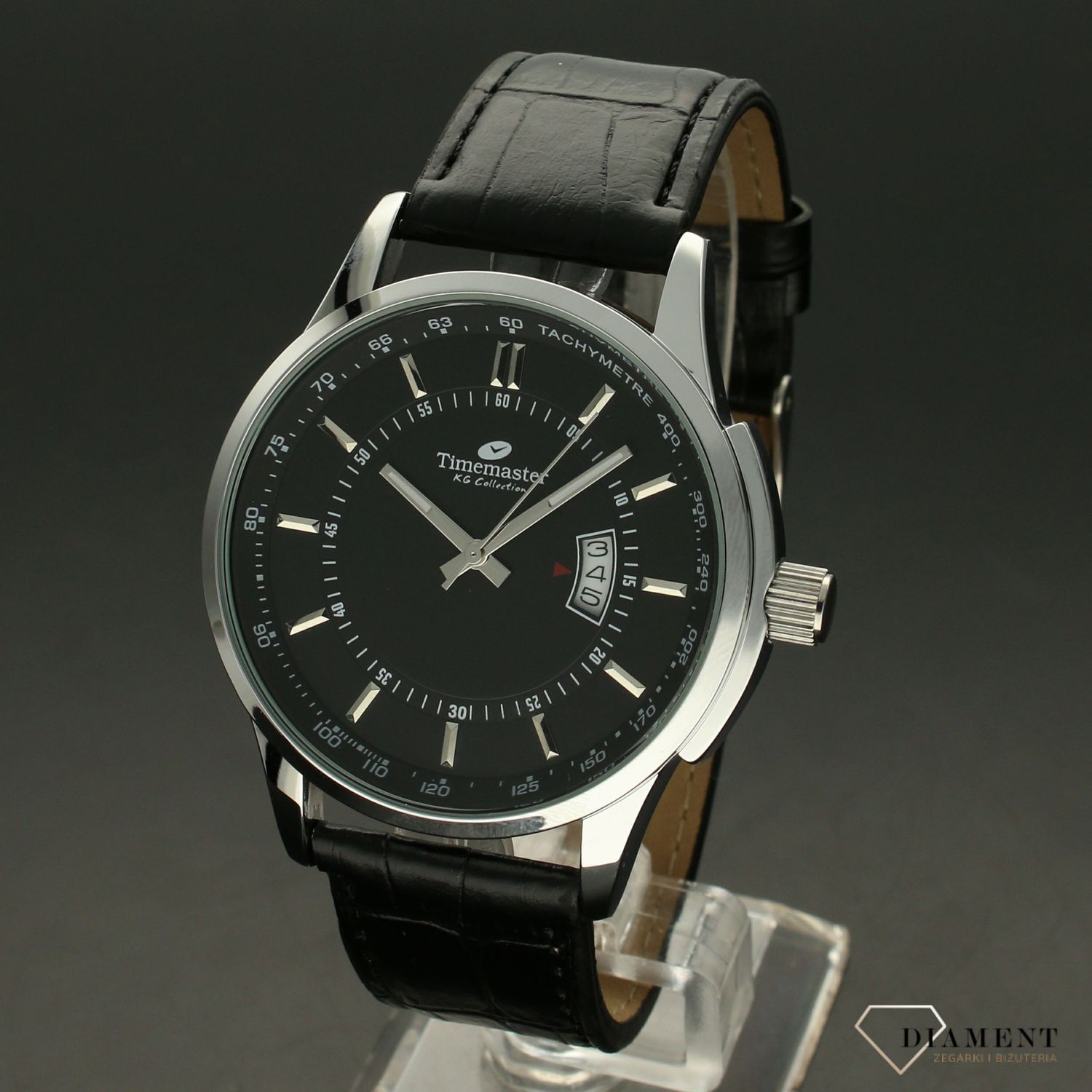 Zegarek męski na pasku skórzanym z czarną tarczą Timemaster 154-36 (1).jpg