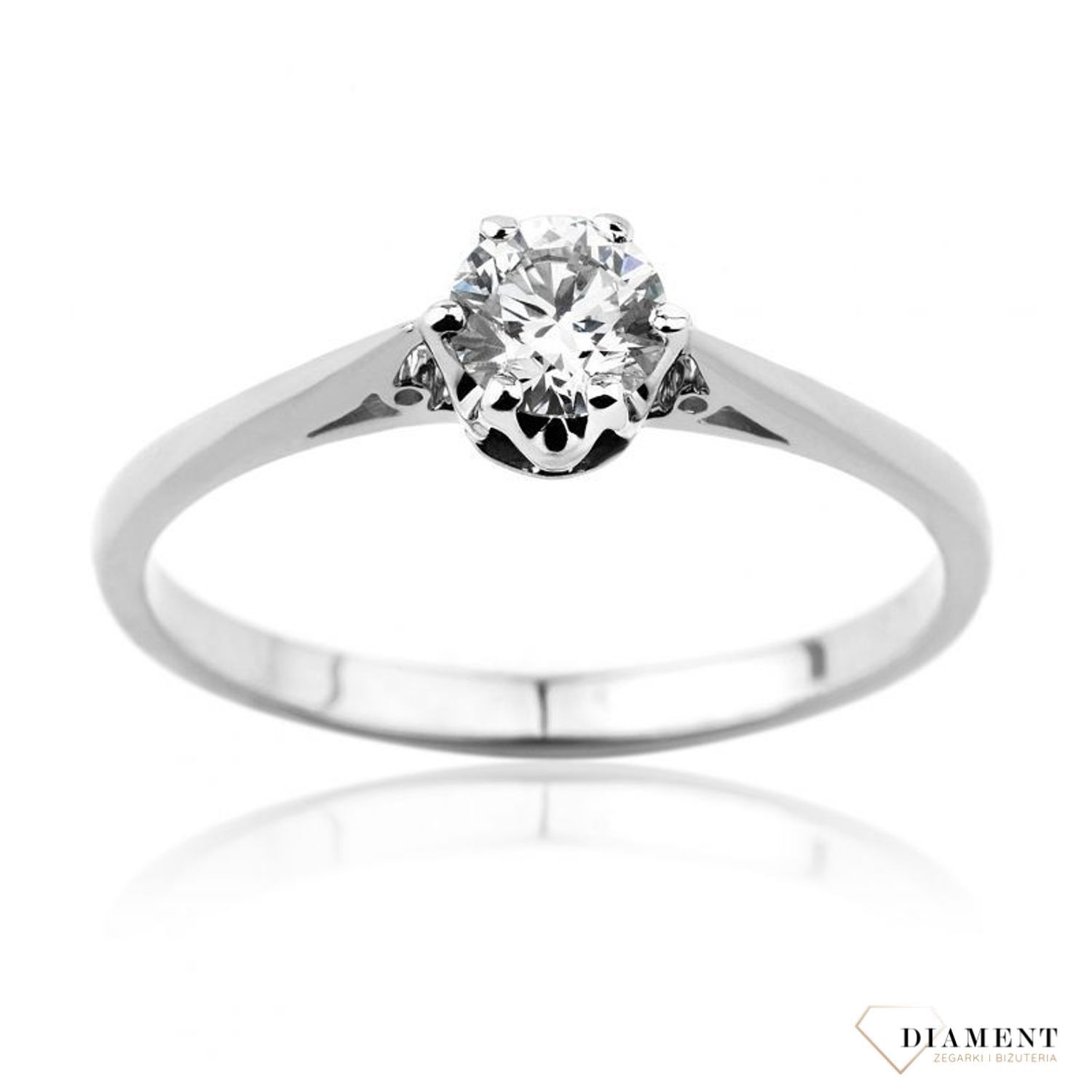 Pierścionek złoty DIAMENT białe złoto, diament, klasyka 161805. Pierścionki zaręczynowe z białego złota z jednym kamieniem.jpg