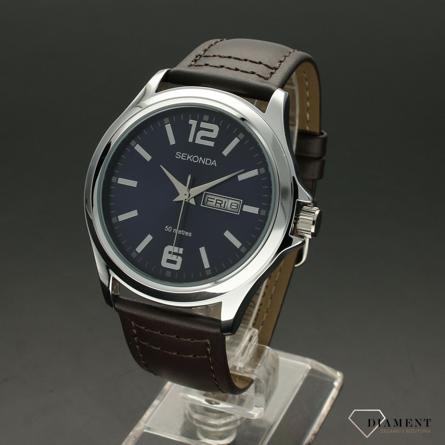 Zegarek męski Sekonda 'Niebieko- brązowy klasyk' 1654 (1).jpg