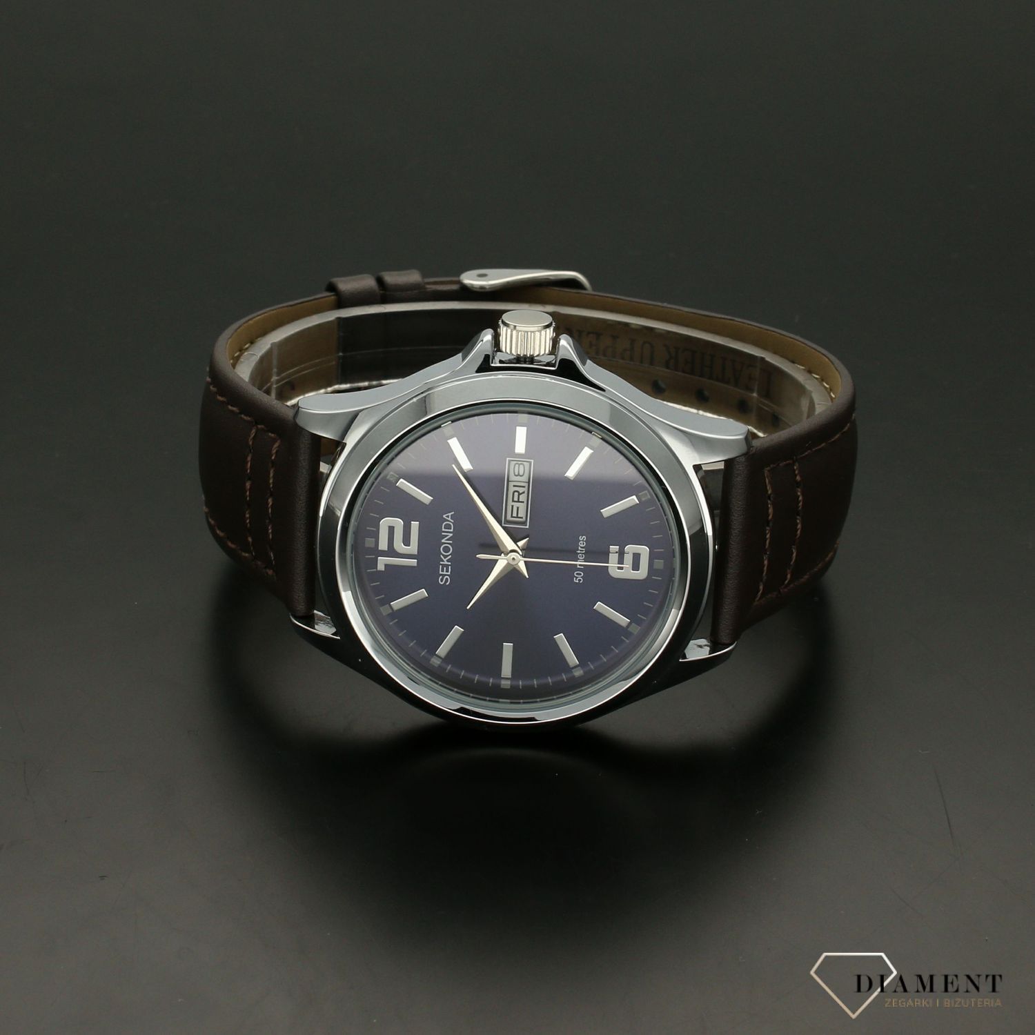 Zegarek męski Sekonda 'Niebieko- brązowy klasyk' 1654 (1).jpg