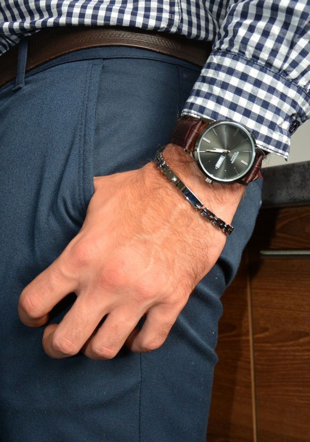 Zegarek męski Sekonda 'Grafitow klasyk z brązowym paskiem'1662 (1).jpg