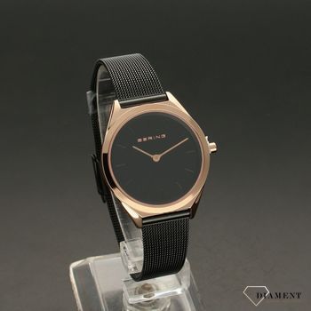 Zegarek damski w kolorze czarnym z koperta w kolorze różowego złota. Zegarek damski idealny pomysł na prezent (2).jpg