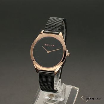 Zegarek damski w kolorze czarnym z koperta w kolorze różowego złota. Zegarek damski idealny pomysł na prezent (3).jpg