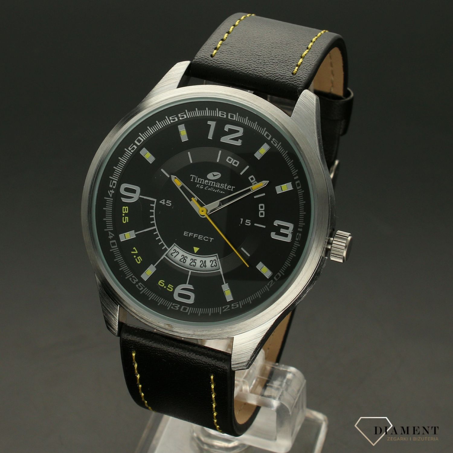 Zegarek męski na czarnym pasku z żółtymi dodatkami Timemaster 171-5 (1).jpg