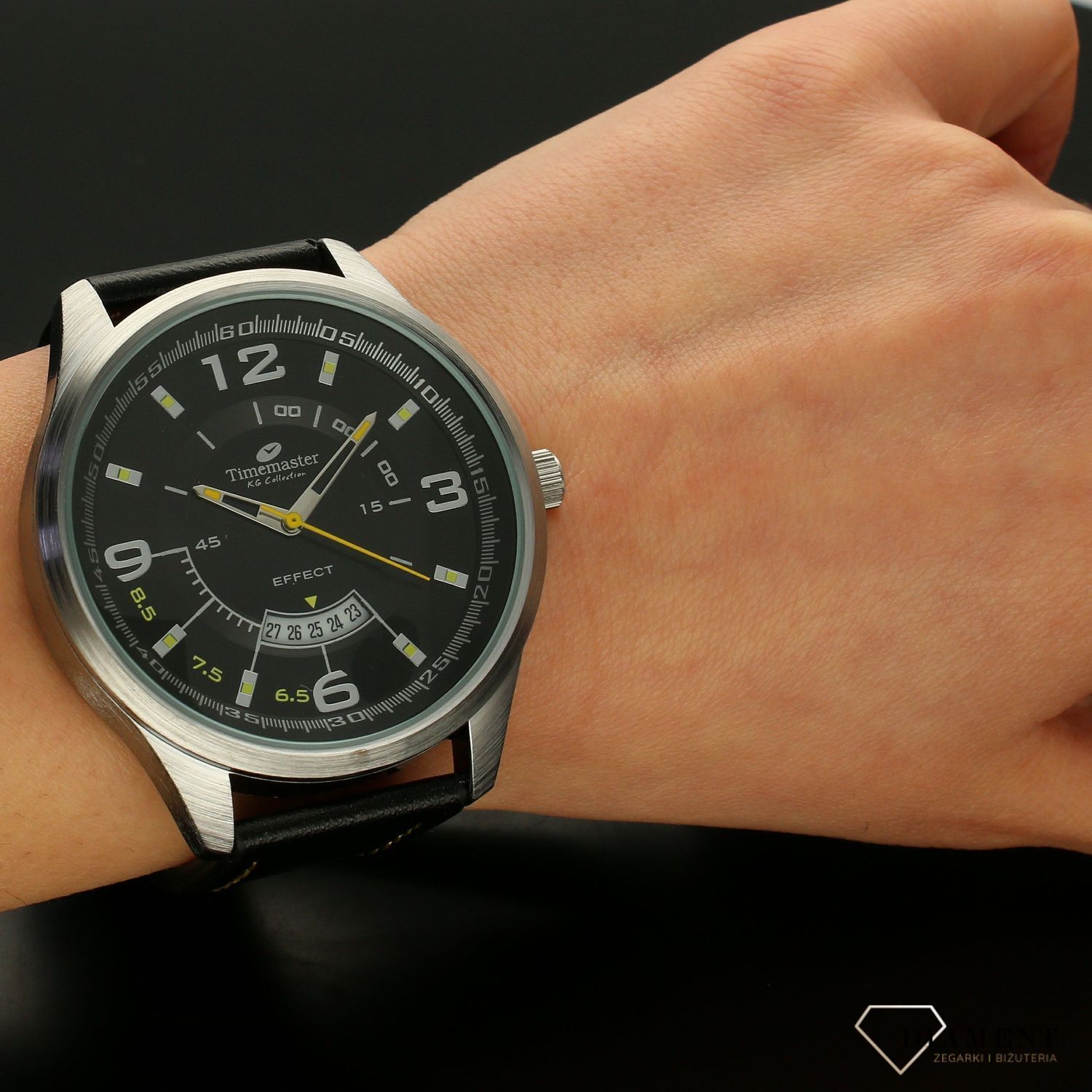 Zegarek męski na czarnym pasku z żółtymi dodatkami Timemaster 171-5 (1).jpg