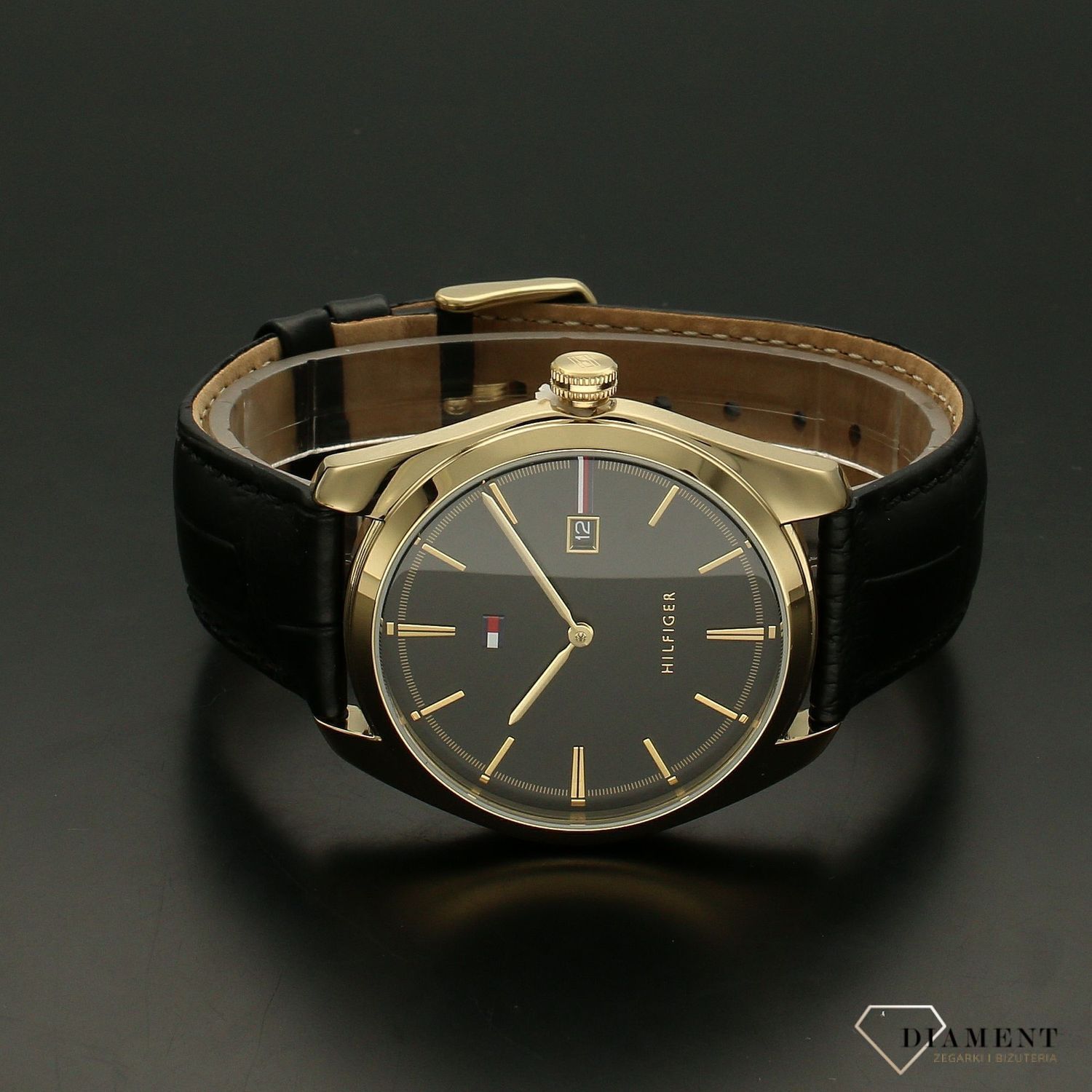 Zegarek damski na czarnym pasku skórzanym Tommy Hilfiger 1710428 z kolekcji Theo.jpg