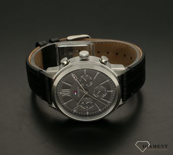 Zegarek męski na pasku Tommy Hilfiger Morrison 1710527. Elegancki zegarki męskie. Zegarek męski na pasku w kolorze czarnym. Tarcza w kolorze grafitowym ze srebrnymi wskazówkami i indeksami (5).jpg