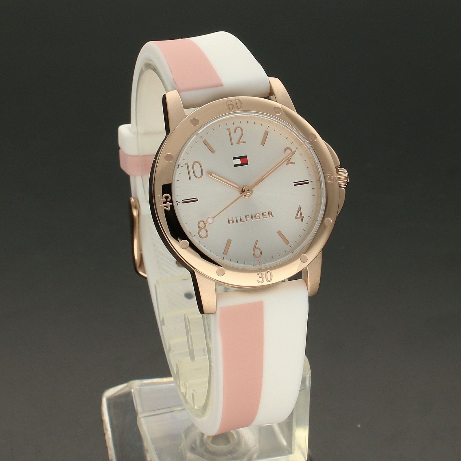 Zegarek dla dziewczynki na pasku biało- różowym Tommy Hilfiger Kids 1720015.webp
