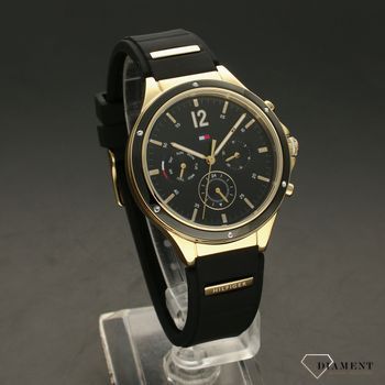 Zegarek damski na czarnym gumowym pasku ze złotymi dodatkami Tommy Hilfiger 1782282 (1).jpg