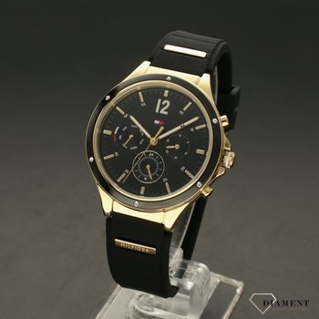 Zegarek damski na czarnym gumowym pasku ze złotymi dodatkami Tommy Hilfiger 1782282 (2).jpg