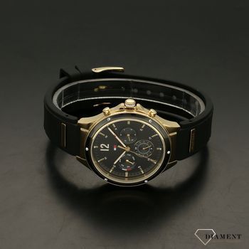 Zegarek damski na czarnym gumowym pasku ze złotymi dodatkami Tommy Hilfiger 1782282 (3).jpg