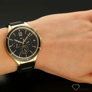 Zegarek damski na czarnym gumowym pasku ze złotymi dodatkami Tommy Hilfiger 1782282 (5).jpg