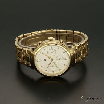 Zegarek damski złoty na bransolecie z czarną tarczą Tommy Hilfiger Ivy 1782344 z cyrkoniami na tarczy to piękny model dla kobiety  (3).jpg