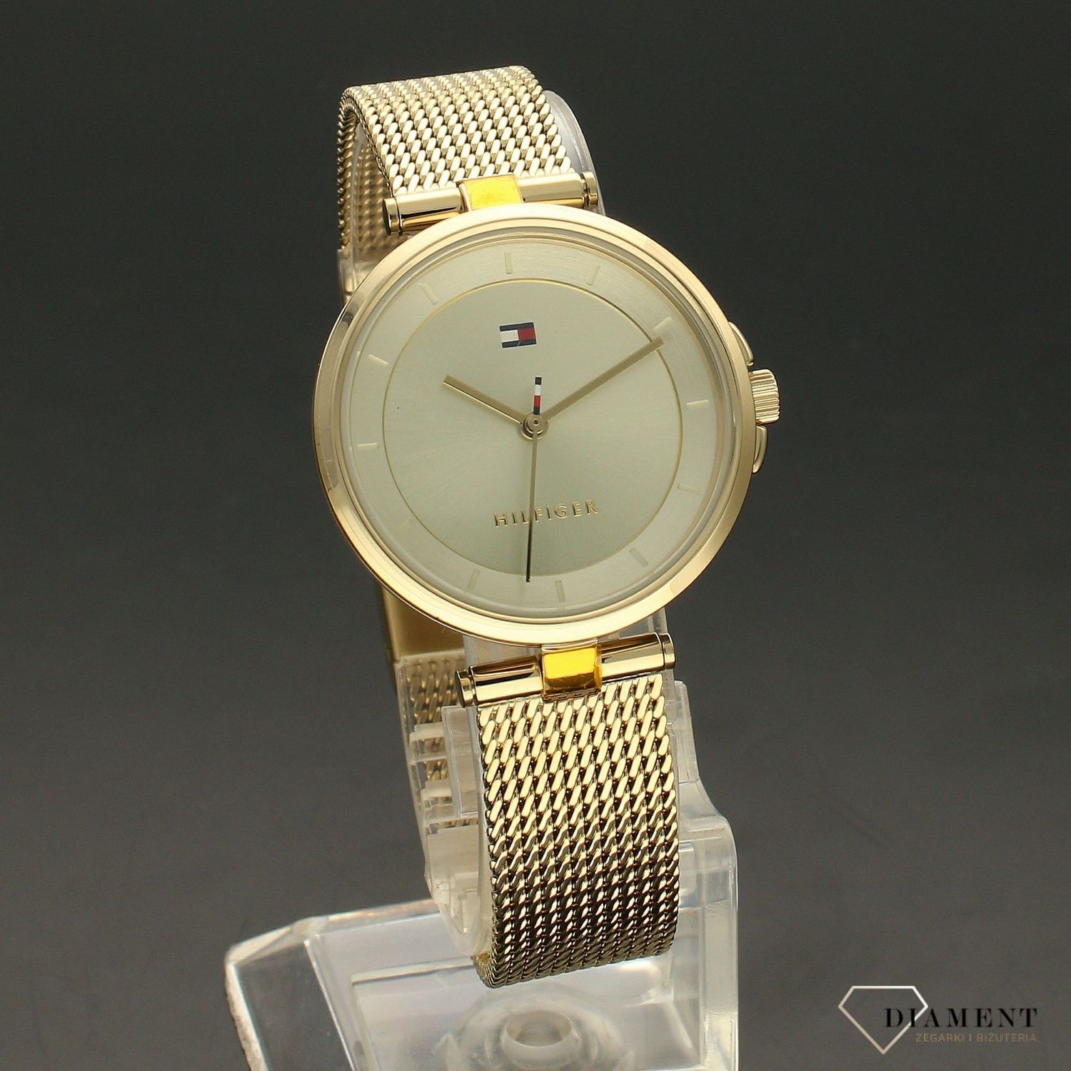 Zegarek damski pozłacany firmy Tommy Hilfiger z kolekcji Cami o numerze 1782362 na pozłacanej bransolecie..jpg