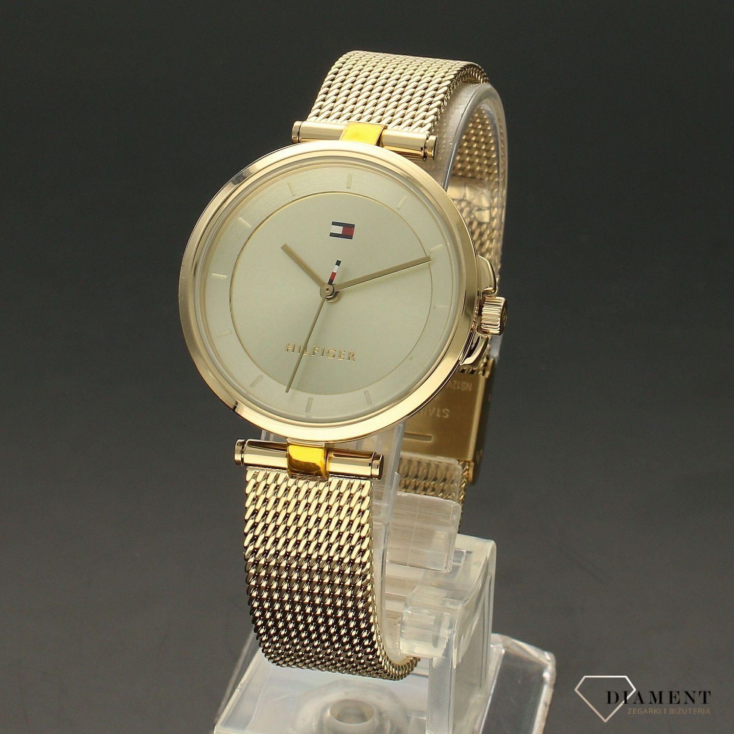 Zegarek damski pozłacany firmy Tommy Hilfiger z kolekcji Cami o numerze 1782362 na pozłacanej bransolecie..jpg